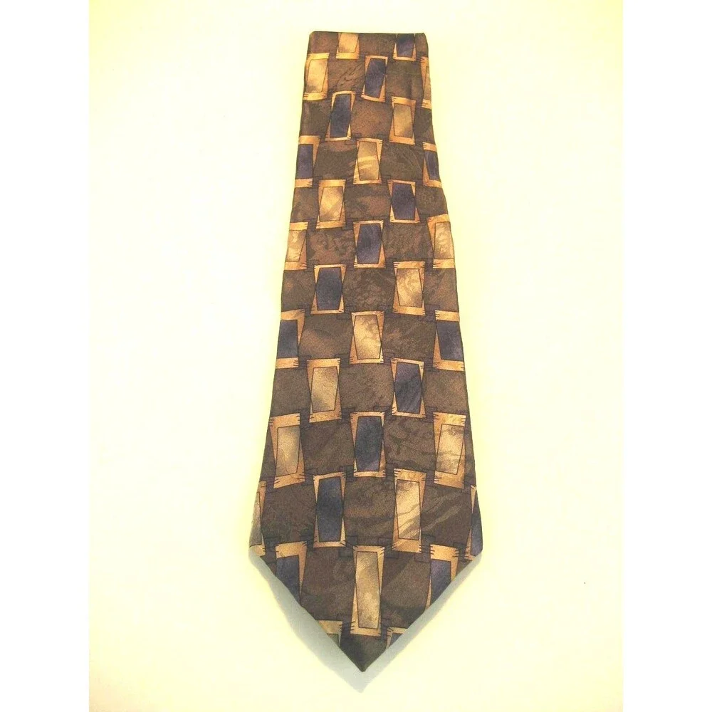 Oleg Cassini 100%  Silk Geometric Design Necktie